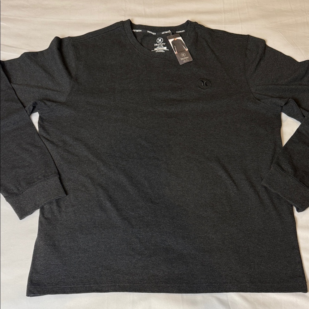 Hurley Long Sleeve Crewneck Shirt Mens XL Dark Gray Casual Cotton Blend - Picture 4 of 7
